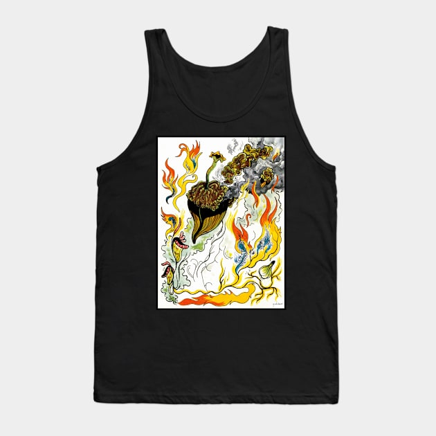 Flaming Acorn (With Border) Tank Top by yodelbat